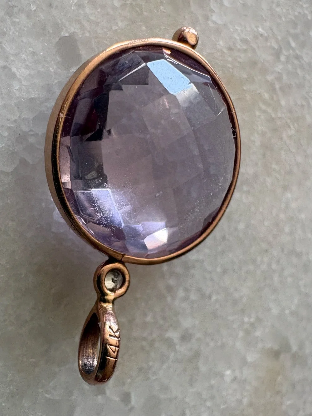 14k Rose Gold Pink Amethyst Diamond Pendant Charm - Picture 6 of 6